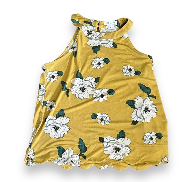 Faith and Joy Tops - Faith and Joy floral scalloped edge tank